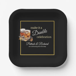 Maak er een Double Celebration Black Whiskey Glass Papieren Bordje