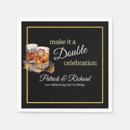 Maak er een Double Celebration Black Whiskey Glass Servet