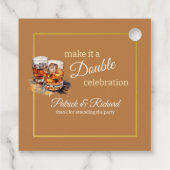 Maak er een Double Celebration Brown Whiskey Glass Bedankjes Labels (Achterkant)