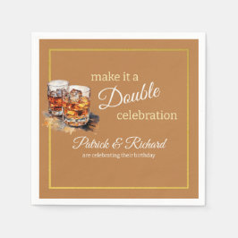Maak er een Double Celebration Brown Whiskey Glass Servet