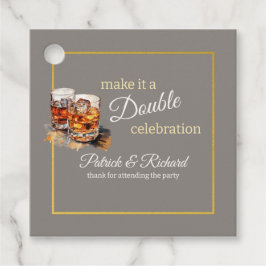 Maak er een Double Celebration Grijs Whiskey Glas  Bedankjes Labels