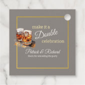 Maak er een Double Celebration Grijs Whiskey Glas Bedankjes Labels (Achterkant)