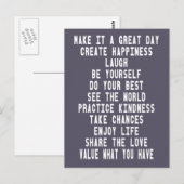 Maak er een geweldige dag typografie Inspirerend q Briefkaart (Voorkant / Achterkant)