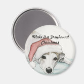 Maak er een Greyhound Christmas Dog Art Magnet van (Voorkant / Achterkant)