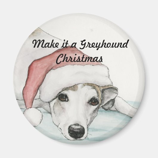 Maak er een Greyhound Christmas Dog Art Magnet van (Voorkant)
