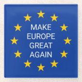 Maak Europa weer groot EU-vlaggen vierkant onderze Glazen Onderzetter (Voorkant)