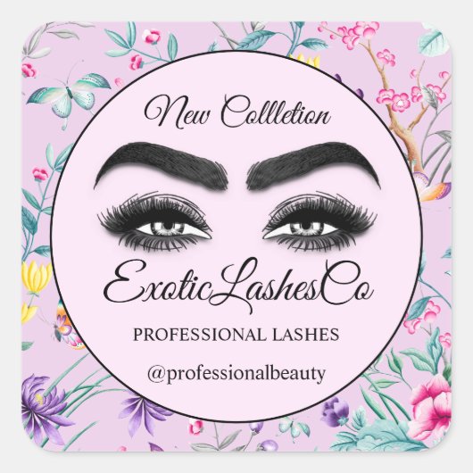 Maak Eyelash Packaging Cleaner Pink Dank u Vierkante Sticker (Voorkant)