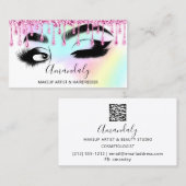 Maak Eyelashes Brow QR CODE Logo Roze schijven Visitekaartje (Voorkant / Achterkant)