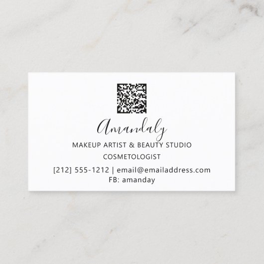 Maak Eyelashes Brow QR CODE Logo Roze schijven Visitekaartje (Achterkant)