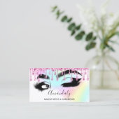 Maak Eyelashes Brow QR CODE Logo Roze schijven Visitekaartje (Staand voorkant)