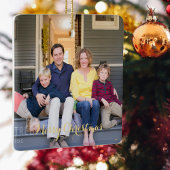 Maak familiefoto Elegant Gouden Script Kerstmis Keramisch Ornament