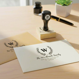 Maak familienaam, rustieke monogram retouradres rubberstempel
