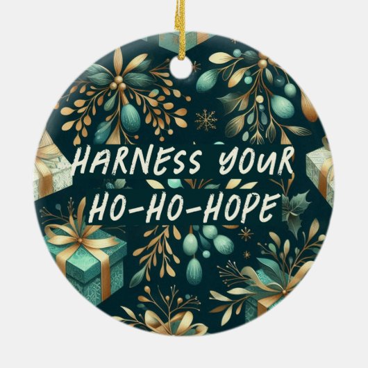 Maak gebruik van je Ho-Ho-Hope Kerstmis Keramisch Ornament (Achterkant)