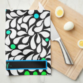 Maak gedurfde moderne bloemen blauw blauwgroen omb theedoek (Quarter Fold)