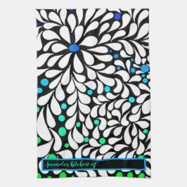 Maak gedurfde moderne bloemen blauw blauwgroen omb theedoek