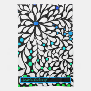 Maak gedurfde moderne bloemen blauw blauwgroen omb theedoek