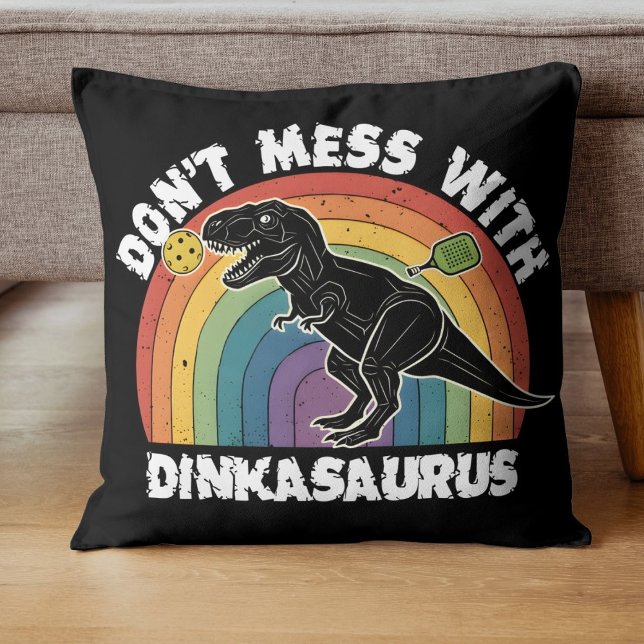 Maak geen grappen met Dinkasaurus Pickleball Kussen (Don’t Mess With Dinkasaurus Pickleball Throw Pillow
)