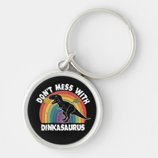Maak geen grappen met Dinkasaurus Pickleball Sleutelhanger (Voorkant)