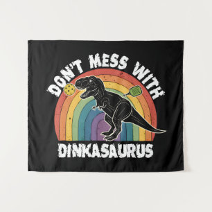 Maak geen grappen met Dinkasaurus Pickleball Wandkleed