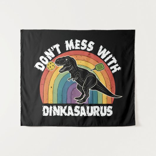 Maak geen grappen met Dinkasaurus Pickleball Wandkleed (Voorkant (horizontaal))