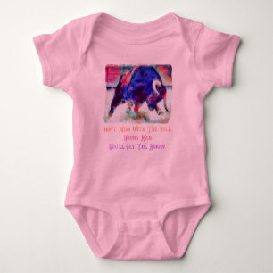 Maak geen ruzie met de stier Baby Meisje Roze Eén  Romper