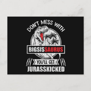 Maak geen ruzie met grote zus Saurus Dinosaurus Fa Briefkaart