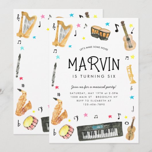 Maak Geluid Instrument Muzieknoten Muziek Verjaard Kaart (Voorkant / Achterkant)