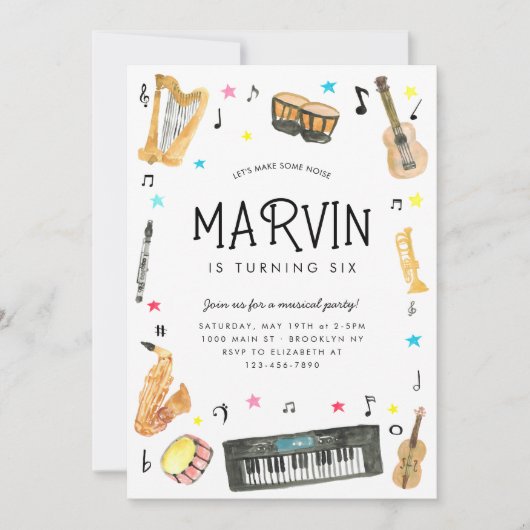 Maak Geluid Instrument Muzikale Noten Muziek Verja Kaart (Voorkant)