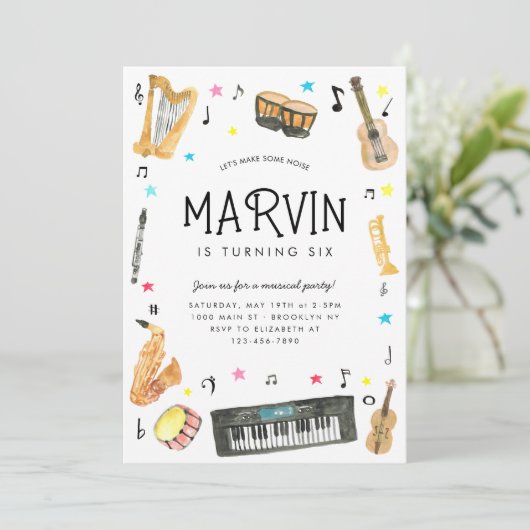 Maak Geluid Instrument Muzikale Noten Muziek Verja Kaart (Staand voorkant)