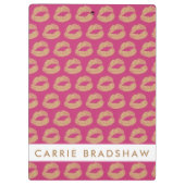 Maak Gold Glitter Lips Roze Persoonlijke naam Klembord (Achterkant)