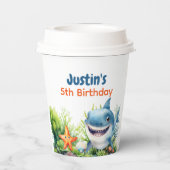 Maak golven Happy Shark onder het Zee Verjaardag Papieren Bekers (Achterkant)