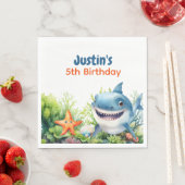 Maak golven Happy Shark onder het Zee Verjaardag Servet (Insitu)