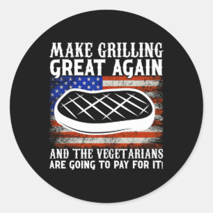 Maak Grillen Groot Opnieuw Usa Trump Bbq Rbecue Sm Ronde Sticker