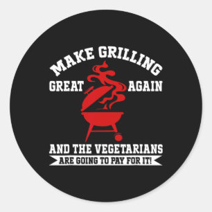 Maak Grillen Groot Opnieuw Usa Trump Bbq Rbecue Sm Ronde Sticker