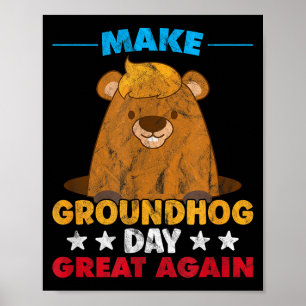 Maak Groundhog Day Groot Opnieuw Woodchuck Schaduw Poster