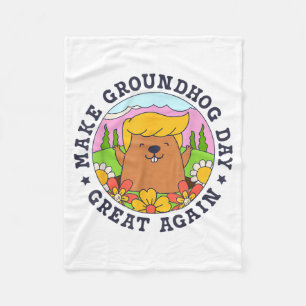 Maak Groundhog Day weer geweldig, grappige Trump r Fleece Deken