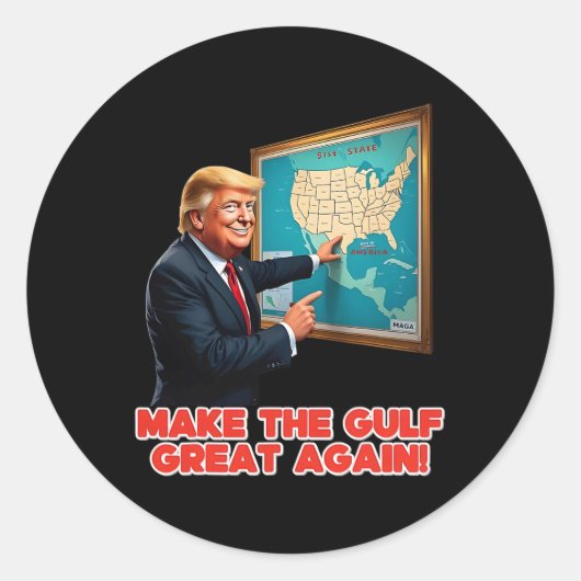 Maak Gulf Great weer grappig Trump welkom in Ameri Ronde Sticker (Voorkant)
