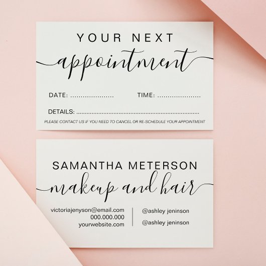 Maak haar minimalistisch zwart en wit eenvoudig afsprakenkaartje