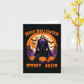 Maak Halloween Spooky Again Grappig Trump Hallowee Kaart (Gele Bloem)