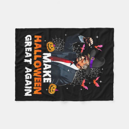 Maak Halloween weer geweldig Grappige Trump Spooky Fleece Deken (Voorkant (Horizontaal))