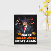 Maak Halloween weer geweldig Grappige Trump Spooky Kaart (Gele Bloem)