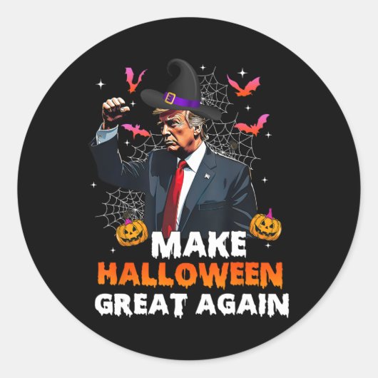 Maak Halloween weer geweldig Grappige Trump Spooky Ronde Sticker (Voorkant)