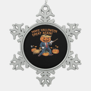 Maak Halloween weer geweldig - Spooky Autumn Quote Tin Sneeuwvlok Ornament