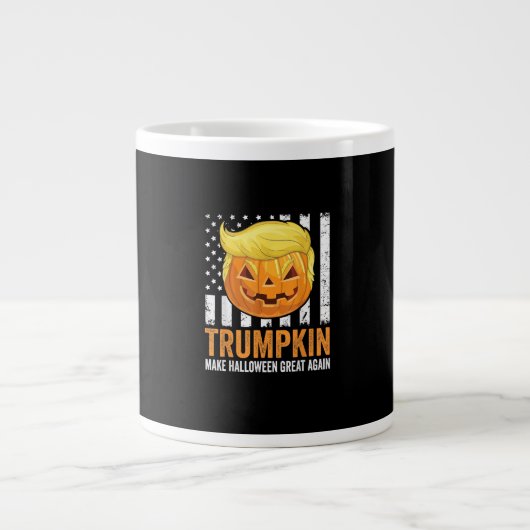 Maak Halloween weer geweldig Trumpkin Funny Hair P Grote Koffiekop (Voorkant)