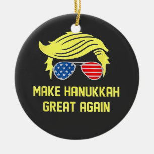 Maak Hanukkah Groot Opnieuw Trump Joods Keramisch Ornament