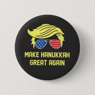 Maak Hanukkah Groot Opnieuw Trump Joods  Ronde Button 5,7 Cm