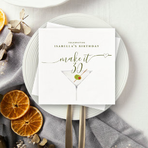 Maak het 30 Olijf Dirty Martini 30e Verjaardagsfee Servet