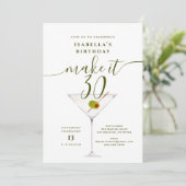 Maak het 30 Wit Vies Martini 30e Verjaardagsfeest Kaart (Staand voorkant)