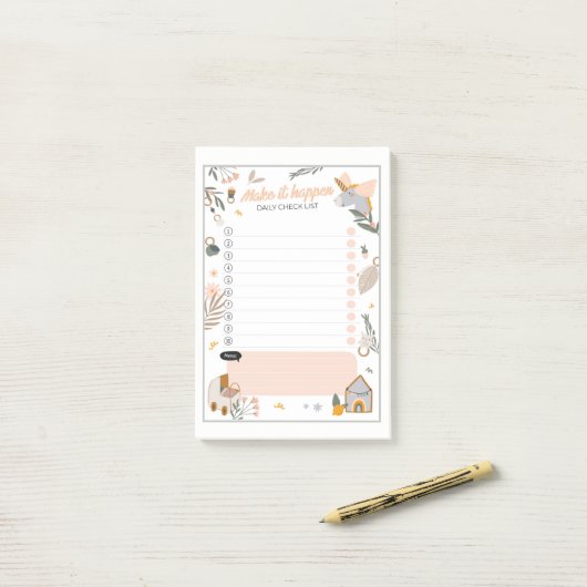 Maak het dagelijkse checklist post-it® notes (Op bureau)