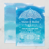 Maak het de Uitnodiging Blauw van de Waterverf van (Voorkant / Achterkant)